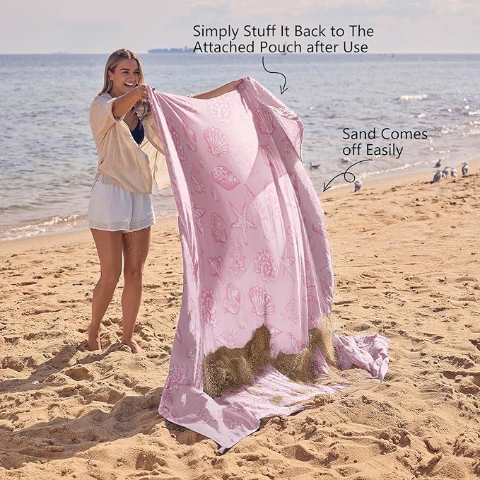 WEKAPO Beach Blanket Waterproof Sandproof Oversized, Extra Large Beach Mat Sand Free, Lightweight & Compact Sand Free Mat with 5 Stakes & 4 Corner Pockets