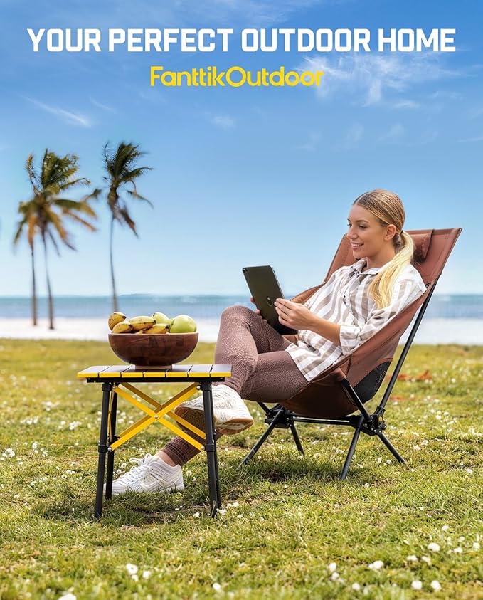 FanttikOutdoor Zeta V11 Pro Camping Table, Portable Folding Roll Up Table with Lightweight Aluminum Top & Carry Bag for Camping, BBQ, Tailgating Party, Picnic, Backyard, Small
