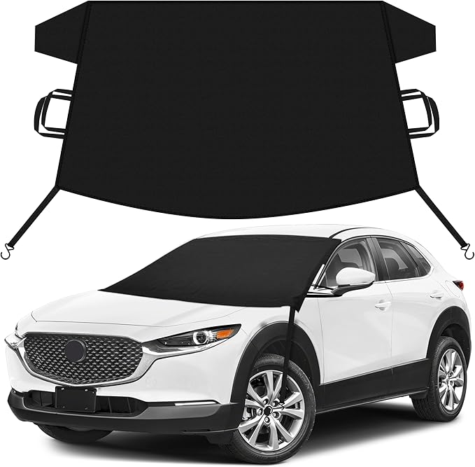 EcoNour Car Snow Cover Compatible for Mazda CX-30 | Windshield Cover for Ice and Snow with S-Hook Straps | Heavy-Duty 600D Oxford Winter Car Cover, Waterproof & Anti-Slip