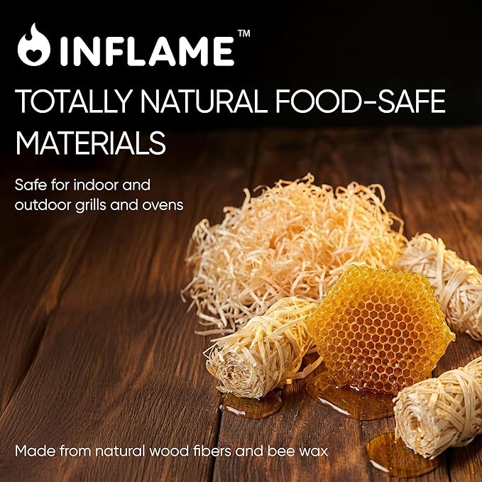Inflame Fire Starters 400 pcs Fire Starters for Campfires, Grill, BBQ, Fireplace, Woodstove - Charcoal Starter - Waterproof, Weather-Resistant - Natural Wood Fireplace Starters