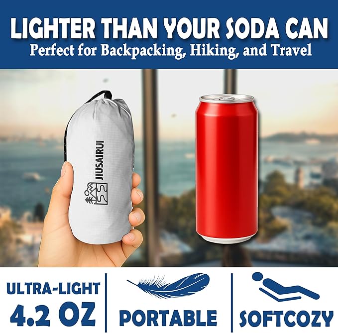 JIUSAIRUI 4.2oz Ultralight Sleeping Bag Liner – No Zipper Portable Travel Sheet, Quick-Dry & Machine Washable,Ideal for Camping, Hotels, Backpacking,Hostels