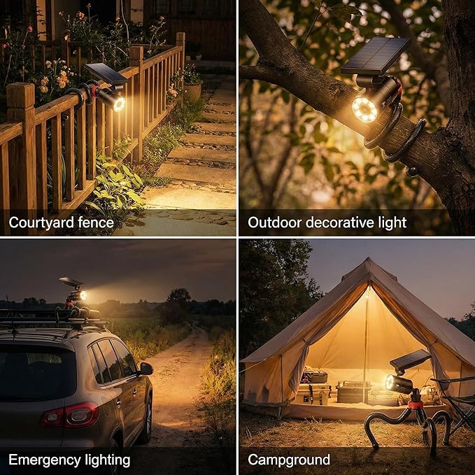 Free 100-DAY Replacement/Refund, Solar Motion Lights Outdoor Waterproof, Solar Security Spot Lights Motion Outdoor Camping Lights for Outside Camp Patio, Fence, Deck, Post(2Pack)