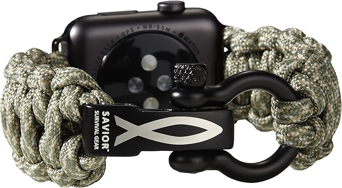 Savior Survival Gear Paracord Watch Band, Compatible with Apple Watch Band 49mm 46mm 45mm 44mm 42mm, iWatch Band Series Ultra 10 9 8 7 6 5 4 3 2 1 SE, Adjustable strap for men ( Digital Camo, X-Large)