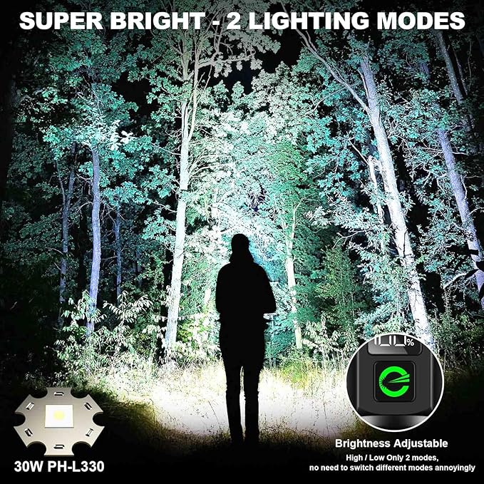 Esgreen Rechargeable Flashlights High Lumens 100000 Single 2 Modes, Super Bright LED Flashlight USB C Long Distance 3280ft, Powerful Long Lasting 10H Heavy Duty Strong Flash Light for Camping Hiking