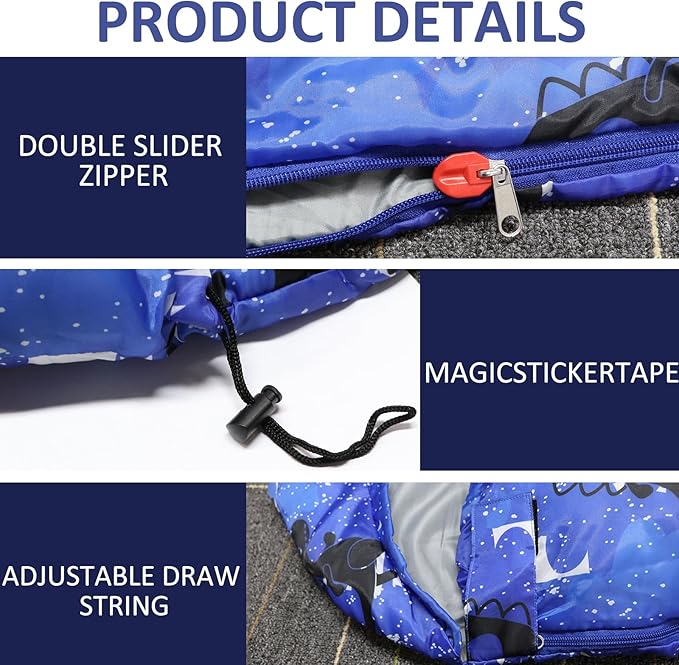 Kids Sleeping Bags - Camping Sleeping Bags with Carry Bag - Compact Sleeping Bag for Hiking, Backpacking 3 Season Warm & Cool Weather, Lightweight Waterproof Outdoor Travel for Boys Girls