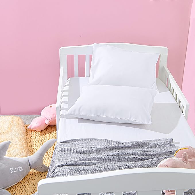 NTBAY Microfiber Toddler Pillowcases with Envelope Closure, 2 Pack 100% Brushed Microfiber Super Soft Travel Kids Nursery Pillow Cases, 14"x20" Fits Pillows Sized 12"x16" 13"x18" 14"x19", White