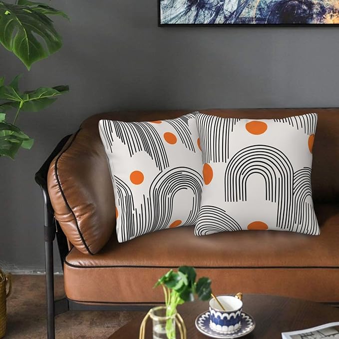 Mid Century Modern Throw Pillow Covers 18x18 inch Set of 2 Pillow Case Cushion Cover for Home Sofa Couch Living Room Car Decor
