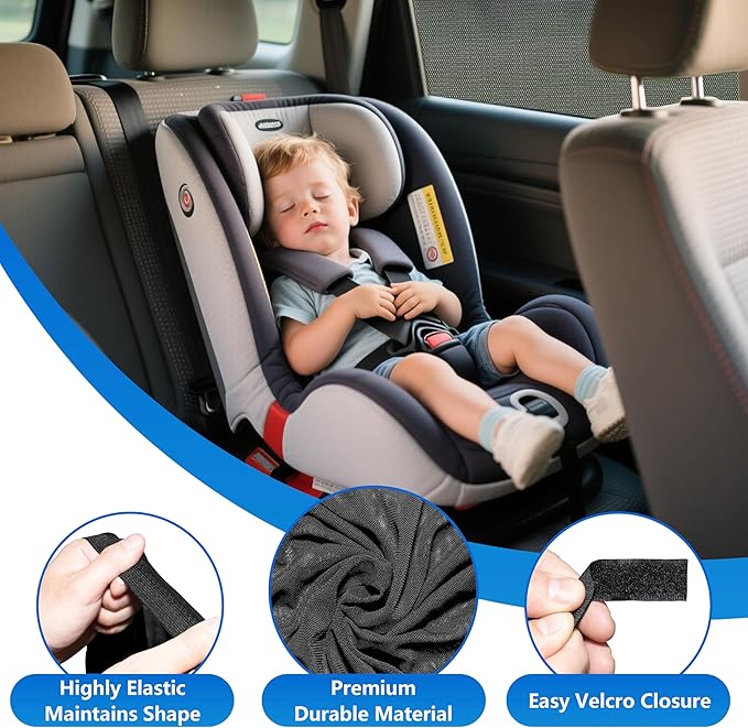 Car Window Shades, 2 Pack Stretchy Mesh Window Screen Car Sun Shade – Car Window Covers for Camping, UV Protection Heat Block, Privacy Window Cover for Car & SUV (Front Windows)