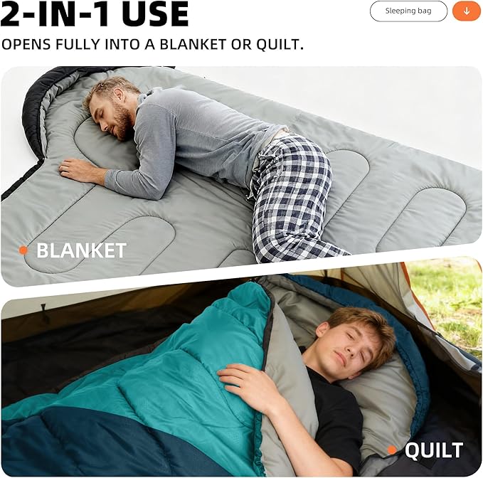 Sleeping Bags for Adults Cold Warm Weather,Backpacking Compact Lightweight Camping Sleeping Bag with Compression Sack for Kids,Camping Essentials Gear for Hiking,Travel,Climb,Outdoor, Indoor