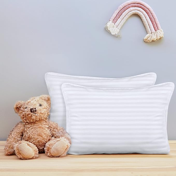 Utopia Bedding Toddler Pillow (White, 2 Pack), 14x19 Small Pillow for Kids, Soft and Breathable Cotton Blend Shell, Polyester Filling, Perfect for Toddler Bed and Travel (Intended for Age 2 and up)
