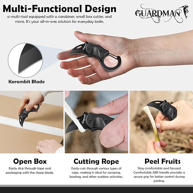 GUARDMAN Bulk 50 Pack - Stocking Stuffers for Employeese Christmas Gifts for Corporate Gifting Keychain Carabiner Pocket Knife | Folding EDC Blade with Clip | Mini Stainless Steel Utility Knife for Men | Camping, Hiking, Fishing, Survival Tool