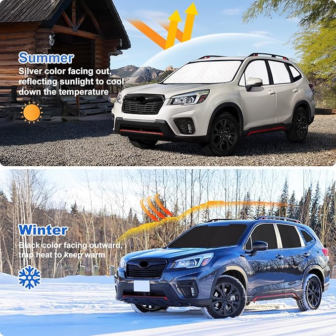 XCBYT 2019-2023 Forester Full Coverage Window Shades | 6-Layer Blackout Insulated Sun & UV Protection | Custom Fit Privacy Covers for Camping, Sleeping & Car Living (8 PCS)