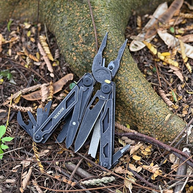 ROCKTOL Multitool, VG-10 Blade, 29-in-1 Multitool Pliers with Replaceable Wire Cutters and Saw, Heavy-duty Stainless Steel Multi-tool Set and Nylon Sheath for Camping Survival multi tool for Man