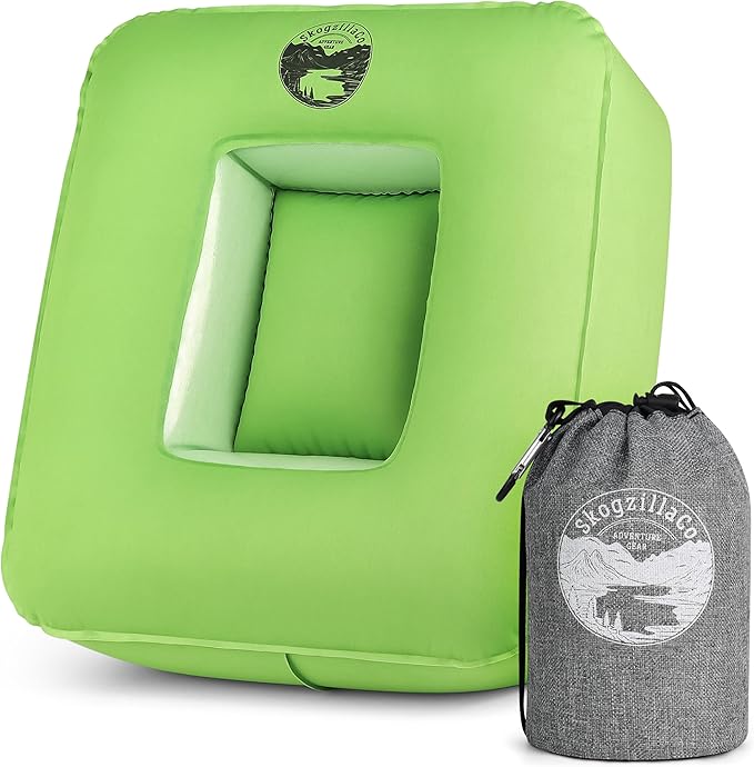 SkogzillaCo- Camping Inflatable Pillow Dual Chamber Ultralight Backpacking Pillow for Camping, Hiking & Travel, Blow Up Pillow with Adjustable Neck, Compact Portable- Green