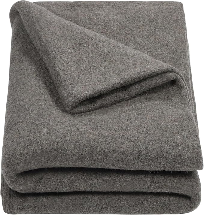 REDCAMP Wool Blanket, Warm and Thick Wool Camping Blanket- Great for Outdoors, Stadium Blanket, Picnics, Travel and Car, Machine Washable 86"x 63" Grey