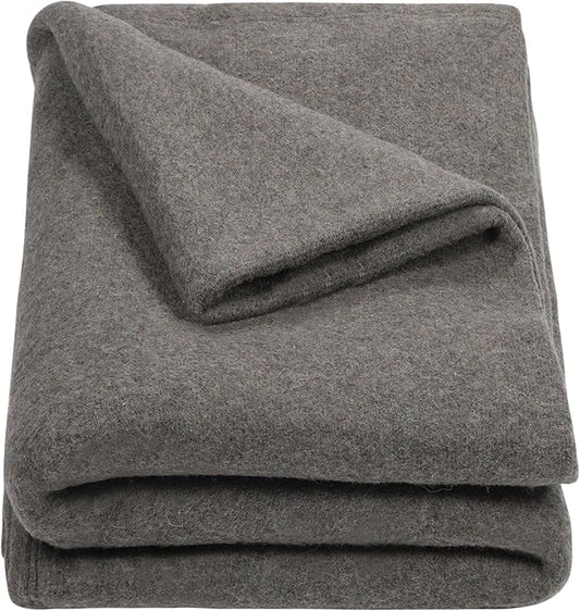 REDCAMP Wool Blanket, Warm and Thick Wool Camping Blanket- Great for Outdoors, Stadium Blanket, Picnics, Travel and Car, Machine Washable 86"x 63" Grey