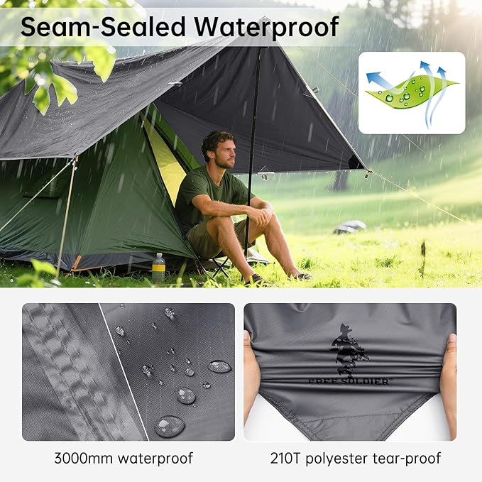Free Soldier Waterproof Portable Tarp Multifunctional Outdoor Camping Traveling Awning Backpacking Tarp shelter Rain Tarp