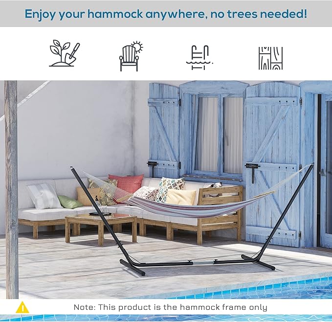 Outsunny Universal Hammock Stand 10-13ft Adjustable Steel Stand Space-Saving and Portable Carrying for Indoor and Outdoor Use, Black