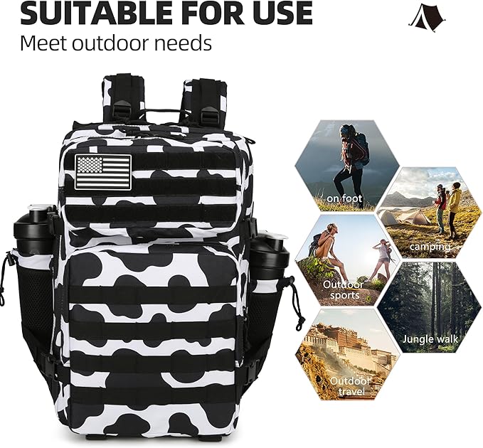 Lovelinks21 45L Tactical Assault Backpack 3 day assault pack with Molle Waterproof backpack Rucksack for Tactical Backpacks (Cow color)