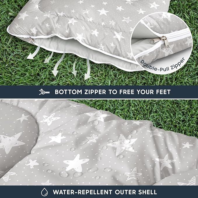 Wake In Cloud - Star Kids Sleeping Bag for Boys Girls Toddlers, Camping in Warm Cold Weather, Backpacking Lightweight Compact Outdoor Liner for 3 Seasons Summer Spring Fall