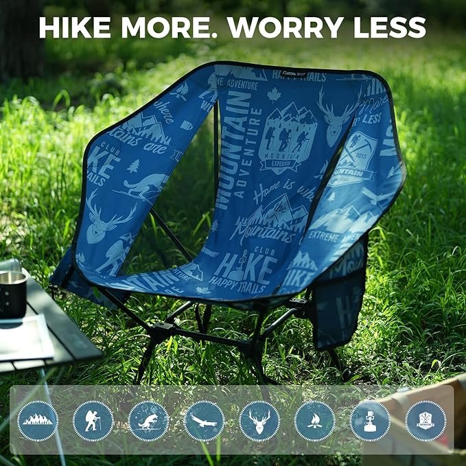 ATEPA UFO3.0 Ultralight Backpacking Chair, 330 lbs Heavy-Duty Aerospace Aluminum Folding Camp Chair with Hexagon Ergonomic Seat Anti-Sink Feet, Compact Portable Outdoor Gear for Hiking Fishing, Blue