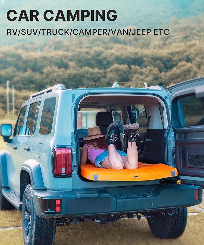 GAIALOOP 4 INCH Extra Thick Memory Foam Camping Mattress, 30D Foam Camp Pad for Car Tent Cot, Roll Up Mattress for Guests Sleepovers RV Truck Camper