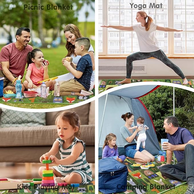 Supfitness Extra Large Picnic Blankets Waterproof Foldable (80 "x 80") Beach Blanket Waterproof Sandproof,3-Layer Thicking Mat Outdoor Packable Camping Blanket