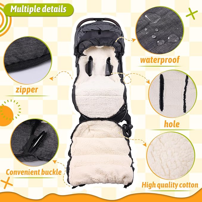 Waterproof &Thicken Universal Stroller Cover Winter,Stroller Footmuff Bunting Bag for Warm Strollers Muff,Stroller Accessories for Baby Sleeping Bag Winter Stroller Blanket