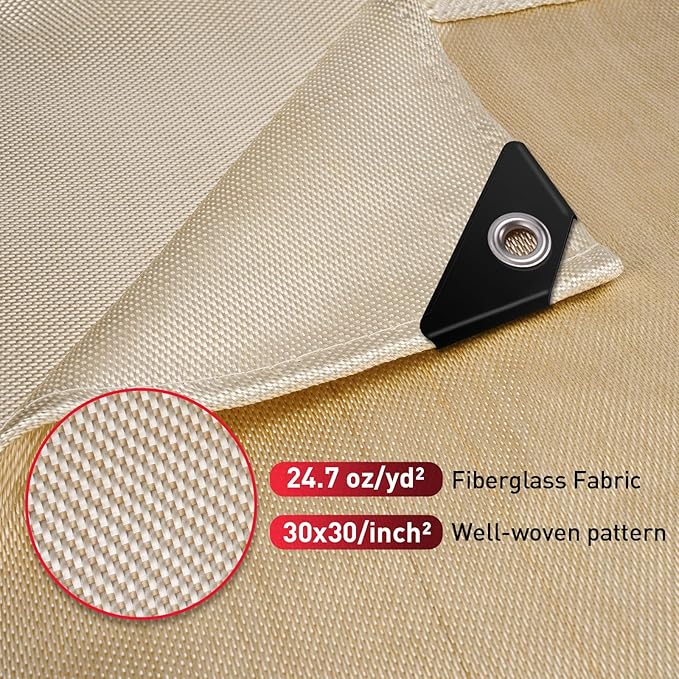Fiberglass Welding Blanket 6x8 ft - 1022 °F High Temp Insulation Blanket, 850 GSM Heavy Duty Fire Resistant Blankets, Heat Resistant Fabric for Industrial, Smoker, Camping, Grill