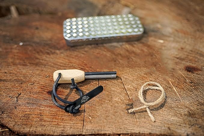 1844 Helko Werk Germany Wilderness Fire Starter Basic Kit - Portable Waterproof Flint Fire Starter and Jute Cord Survival Gear, Compact and Lightweight (Basic KIT) #F1122 Basic