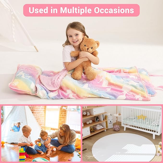 Lasoftan Toddler Nap Mat with Pillow and Blanket, Extra Large Rolled Napping Mats,Slumber Bags for Boys Girls,Kids Sleeping Bag for Daycare, Preschool Travel Camping