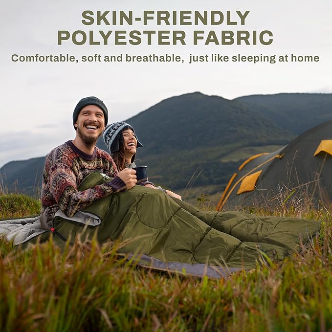 Elevon Sleeping Bag for Adults Teens Kids Cold Warm Weather, Portable Waterproof & Lightweight, Compact with Compression Sack, for 3-4 Seasons Camping, Backpacking, Hiking, Travel, Indoors Outdoors