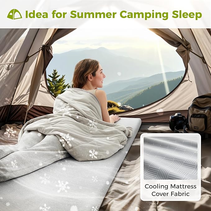 Jamdok Cooling Foam Camping Mattress for Hot Sleeper,Waterproof Sleeping Pad with Carry Bag,Roll Up Cot Mattress Topper for Summer Camping Bed,Hiking,Car,Portable(75 x 30 x 2 inches)