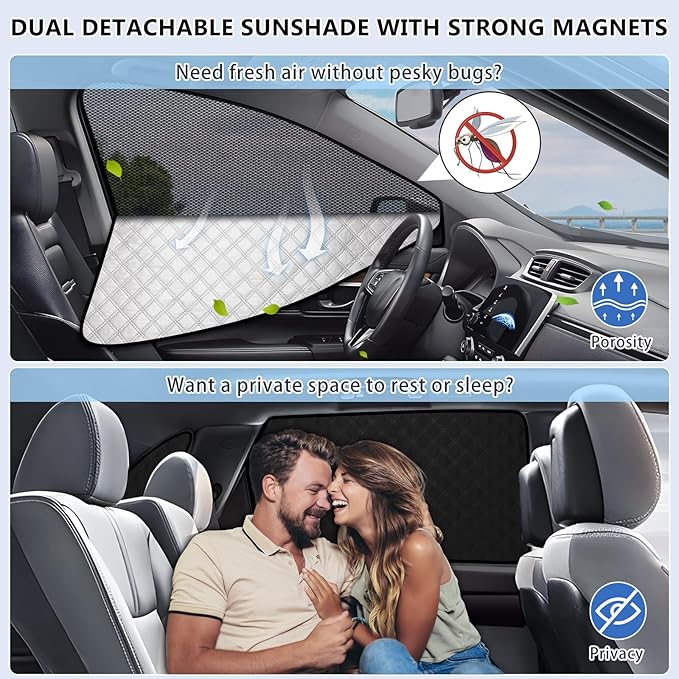 ZATOOTO Car Window Shades for 2019-2024 Forester Sun Shade for Side Windows 6 Pack, Car Window Cover for Camping with Breathable Window Screen and Reversible Blackout Window Shade for Privacy Heat