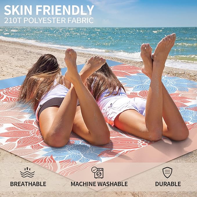 HIHOHO Beach Blanket Waterproof Sandproof Extra Large Beach Mat 79" X 83"/120"x108"for 1-8 Adults Quick Drying Durable Outdoor Picnic Mat for Beach Travel Camping Hiking