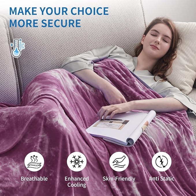 Guohaoi Cooling Blanket for HotSleepers - Arc-Chill Q-Max >0.5 Cool Fiber, 100% Oeko-Tex Certified, Summer Lightweight Throw Blanket, Absorbs Heat to Keep Body Cool for Night Sweats(90x108 Purple)