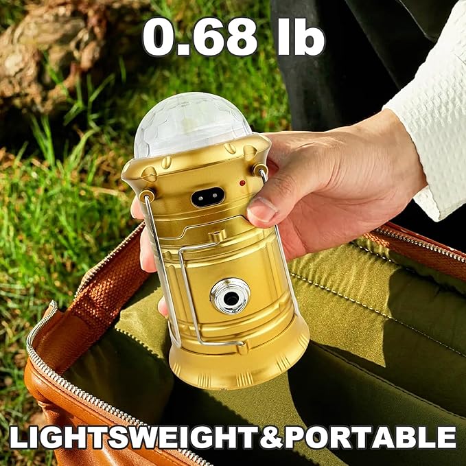 Rechargeable LED Camping Lantern - Waterproof & RGB Tent Light with Phone Charger for Outdoor, Emergency, Hurricane, Storm, Power Outage (3 Light Modes)