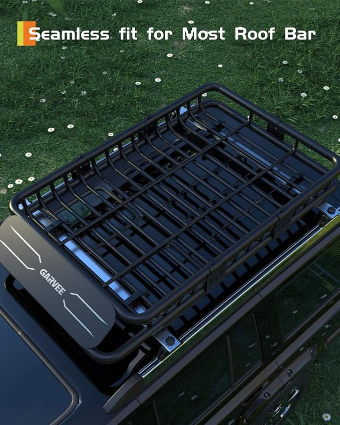 GarveeLife 46 in x 36 in Universal Roof Rack Carrier Basket, 200 LBS Capacity Rooftop Cargo Rack, Car Top Luggage Holder Basket Heavy Duty for SUVs, Trucks, Vehicles