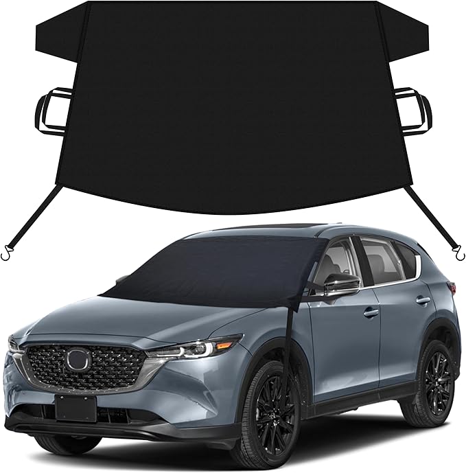 EcoNour Car Snow Cover Compatible for Mazda CX5 CX50 | Windshield Cover for Ice and Snow with S-Hook Straps | Heavy-Duty 600D Oxford Winter Car Cover, Waterproof & Anti-Slip