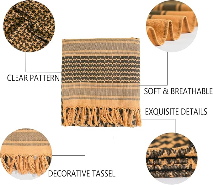 Ever Fairy Military Shemagh Tactical Desert Scarf Cotton Arab Keffiyeh Tactical Scarf Head Neck Face Wrap for Men Women