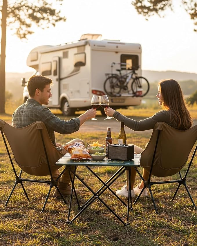 VILLEY Portable Camping Side Table, Ultralight Aluminum Folding Beach Table with Carry Bag for Outdoor Cooking, Picnic, Camp, Boat, Travel
