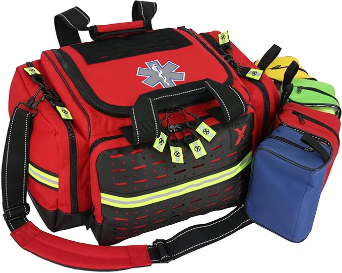 Lightning X Extra Large Medic First Responder EMT Trauma Bag Stocked w/Fill Kit C - RED