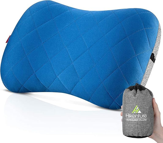 Hikenture Camping Pillow with Removable Cover - Ultralight Inflatable Pillow for Neck Lumbar Support - Upgrade Backpacking Pillow - Washable Travel Air Pillows for Camping, Hiking, Backpacking