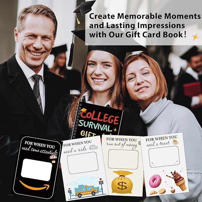 Zhanmai College Gift Card Book 7 x 5 Inch Graduation Gift Card Book 2026 College Survival Booklet Organizer Leaving Home High University School Birthday Care Package Cash Holder(Cute)