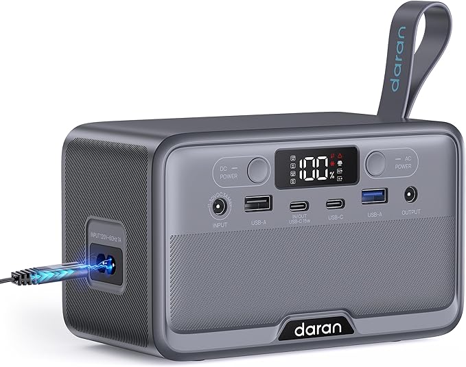 DaranEner Portable Power Station 28,000mAh LiFePO4 Battery, 100W(200W Peak) Solar Power Bank, Portable Charger Mini Generator with AC Outlets & PD Fast Charging for Laptop/Camping