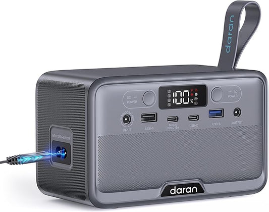 DaranEner Portable Power Station 28,000mAh LiFePO4 Battery, 100W(200W Peak) Solar Power Bank, Portable Charger Mini Generator with AC Outlets & PD Fast Charging for Laptop/Camping