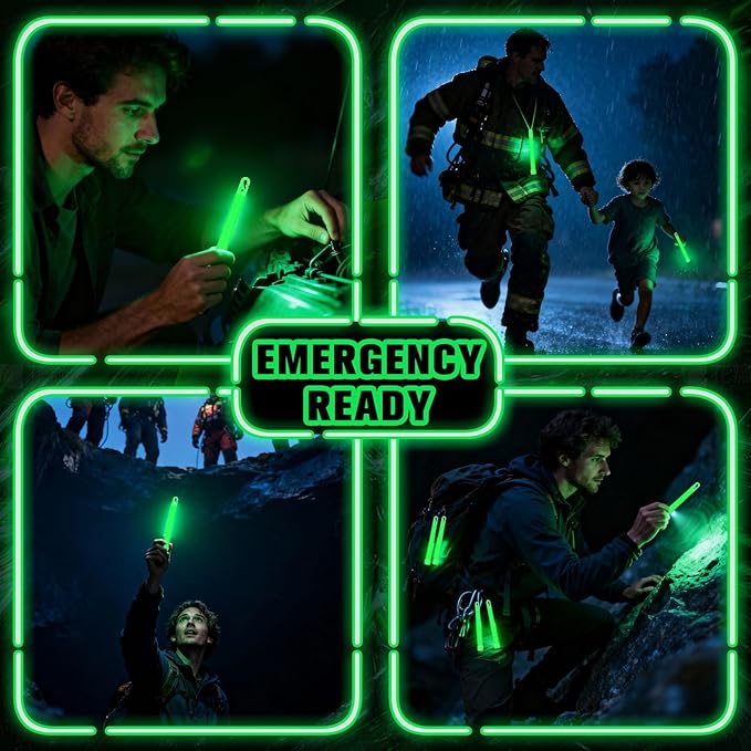Sotiff 6" Bright Large Glow Sticks Bulk Glow Emergency Glowsticks Snap Military Grade Lights Sticks Long Last Survival Kits for Hiking Party Camping Activities