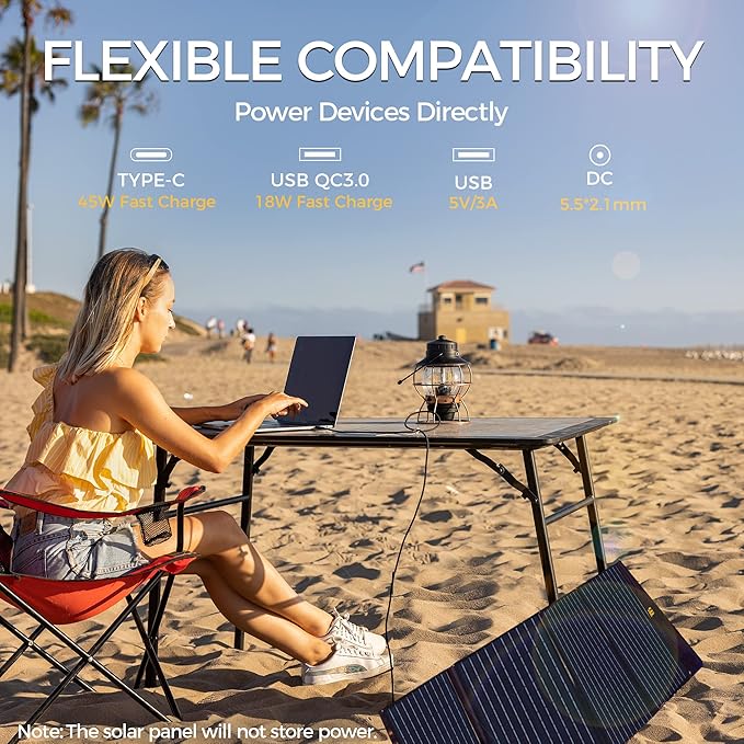 Lipower 100W Portable Solar Panel 18V, Foldable Solar Charger for Lipower Power Sation, Jackery/Anker/FlashFish/Bluetti/Goal Zero/Rockpals Power Station and with USB, Type-C PD Output