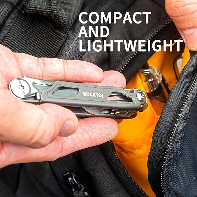 ROCKTOL Multitool Pocket Knife,12-in-1 Multitool Knife,Titanium-Plated Handle,Pocket Clip,Large Scissors,Stainless Steel for Camping, Hiking, Survival, multitool for Men