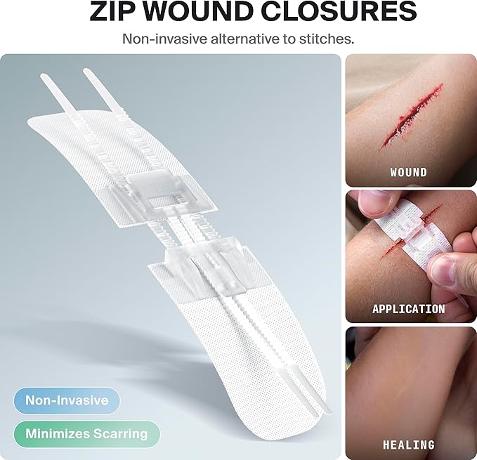 SurviveX Large Waterproof First Aid Kit for Car, Travel & Home - Emergency Kit for Hiking, Camping, Backpacking and Outdoors - Includes Zip Stitch Wound Closure Strips